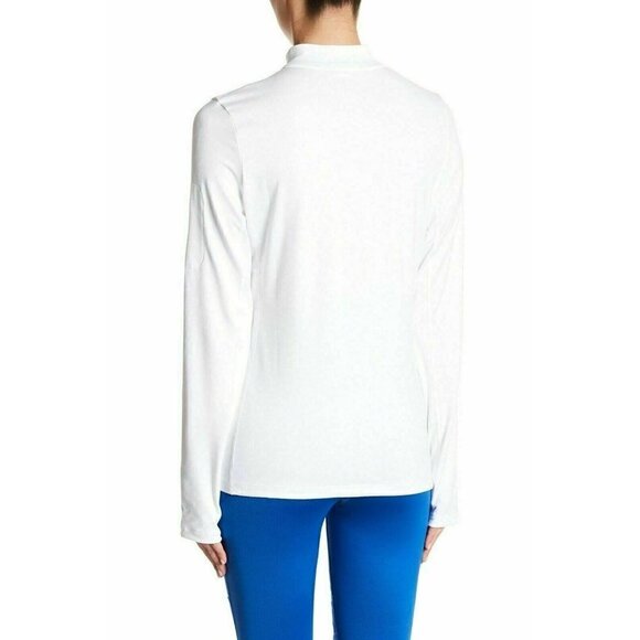 ASICS Womens White Active Soft Quarter Zip Mock Neck Thumbhole Pullover Size S - Picture 3 of 9